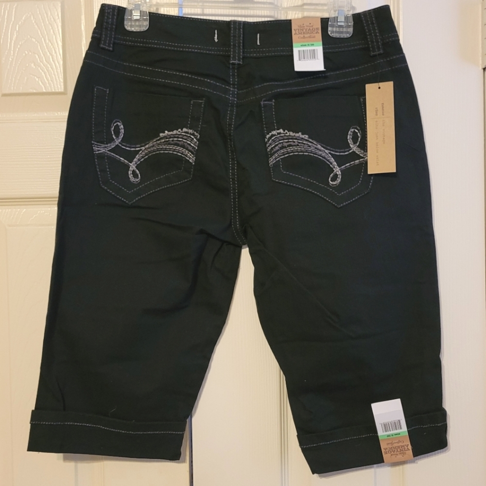 NEW Black Denim Bermuda Shorts - Size 8 - Nine West Vintage America Collection